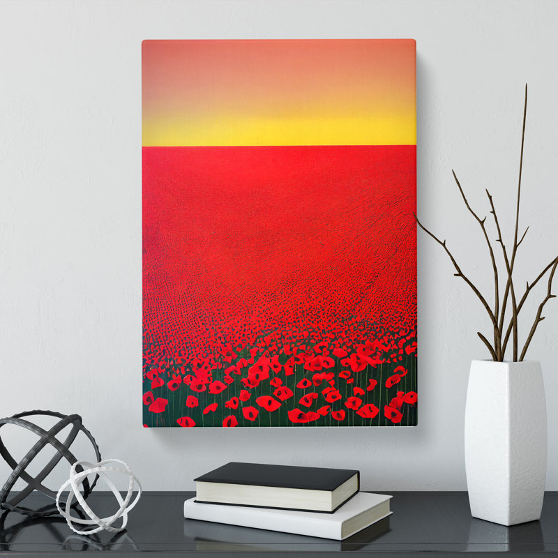 Contemporary Poppy Flower Field Vol.1 - Wrapped Canvas, 60cm H x 40cm W x 3cm D