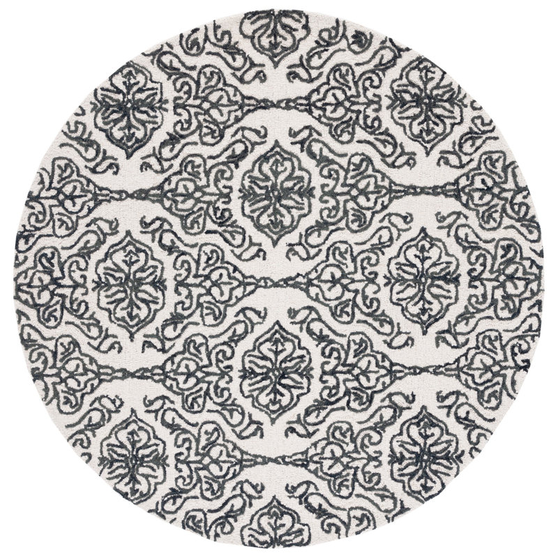 Tapis damassé en laine Anjalina, Rond 6 pi