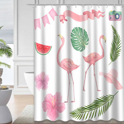 Drawn Watercolor Tropical Birds Flamingo Exotic Rose Bird Jungle Tree Trendy Art with 12 Hooks