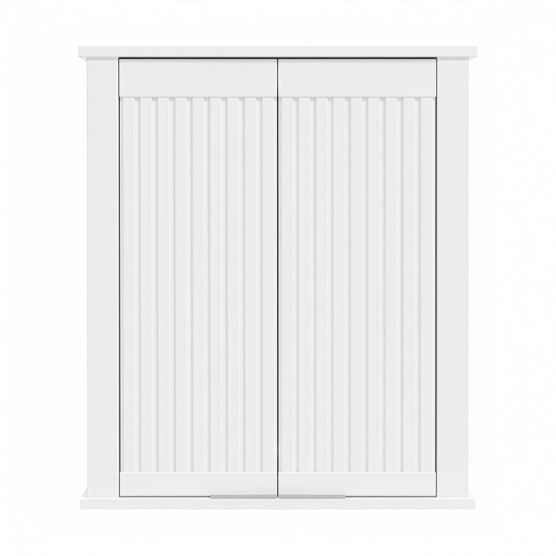 Through Lines Wall Mounted Bathroom Wall Cabinet, White