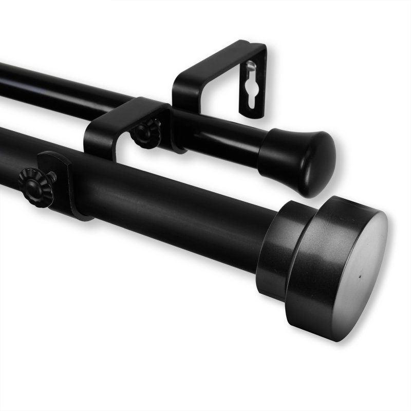 Tringle à rideaux double réglable, l 120 po à 170 po, Noir