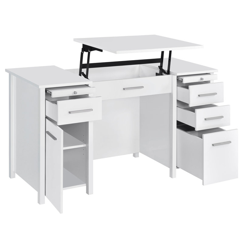 4-Drawer Lift Top Office Desk, White