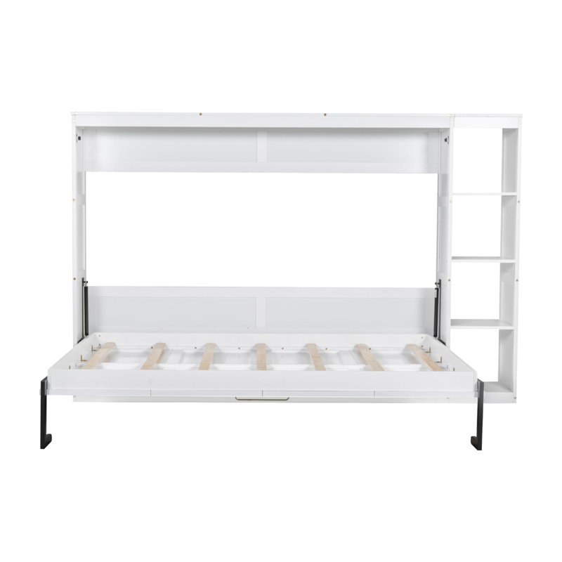 Murphy Bed With Bookshelf, Full, White