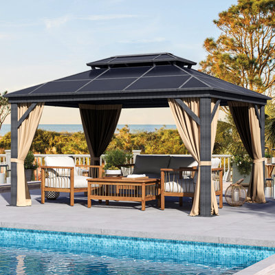 Pavillon de jardin double avec cadre en aluminium
