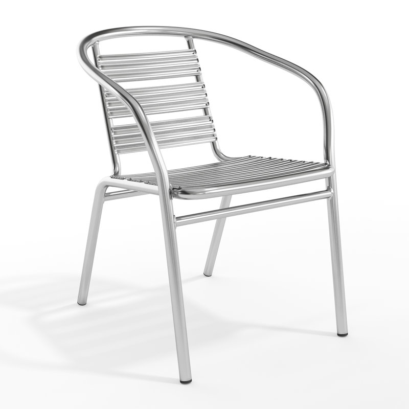Nannie Heavy Duty Aluminum Commercial Indoor-Outdoor Restaurant Stack Chair with Triple Slat Back