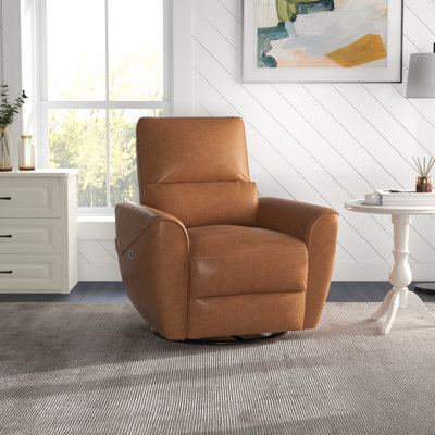 34.6'' Wide Modern and Soft Breathable Fabric Swivel and Rocker Power Recliner Chair with USB Port -  Latitude Run®, ED13544A4FD74062A87785BDF71C7513