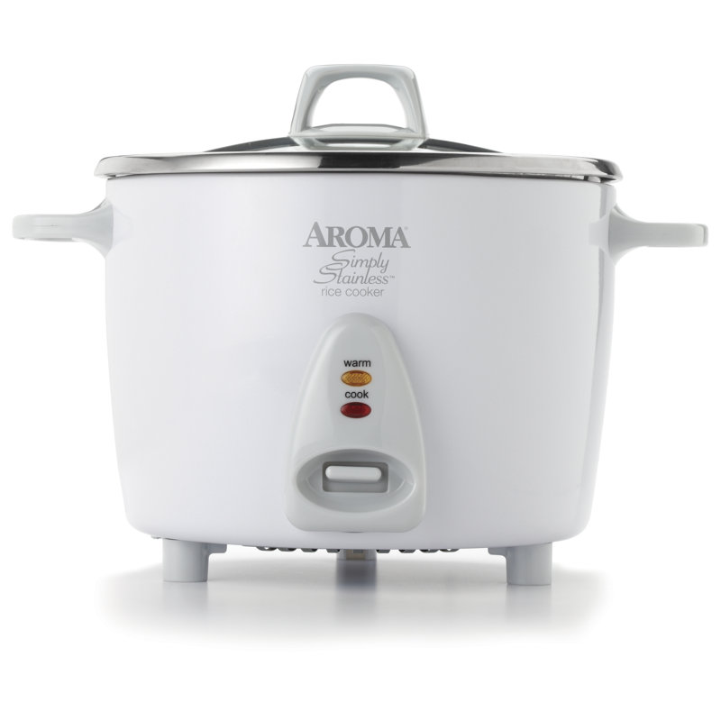 Casserole intérieur de type cuiseur à riz en acier inoxydable AROMA® Select Stainless®, 14 tasses, Blanc