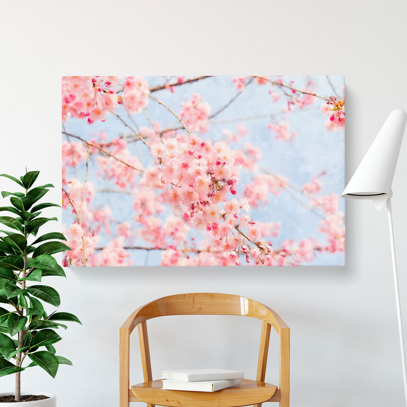 Pink Cherry Blossom Flowers Vol.9 - Wrapped Canvas, 40cm H x 60cm W x 3cm D