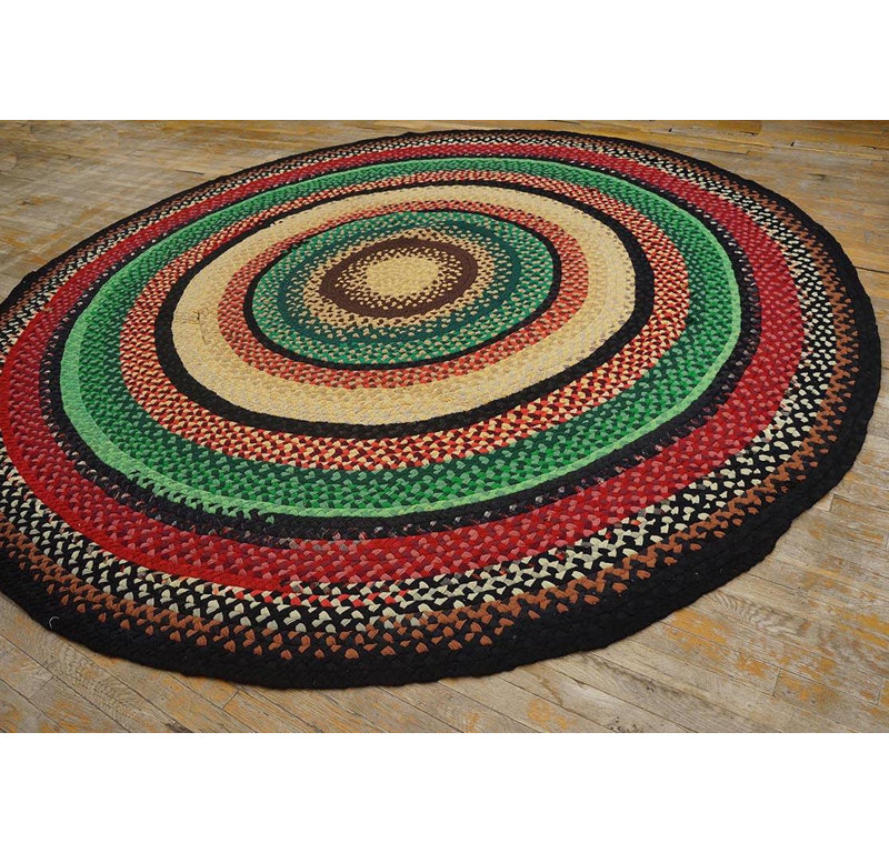 Tapis tressé antique américain Happy Jewel Tone