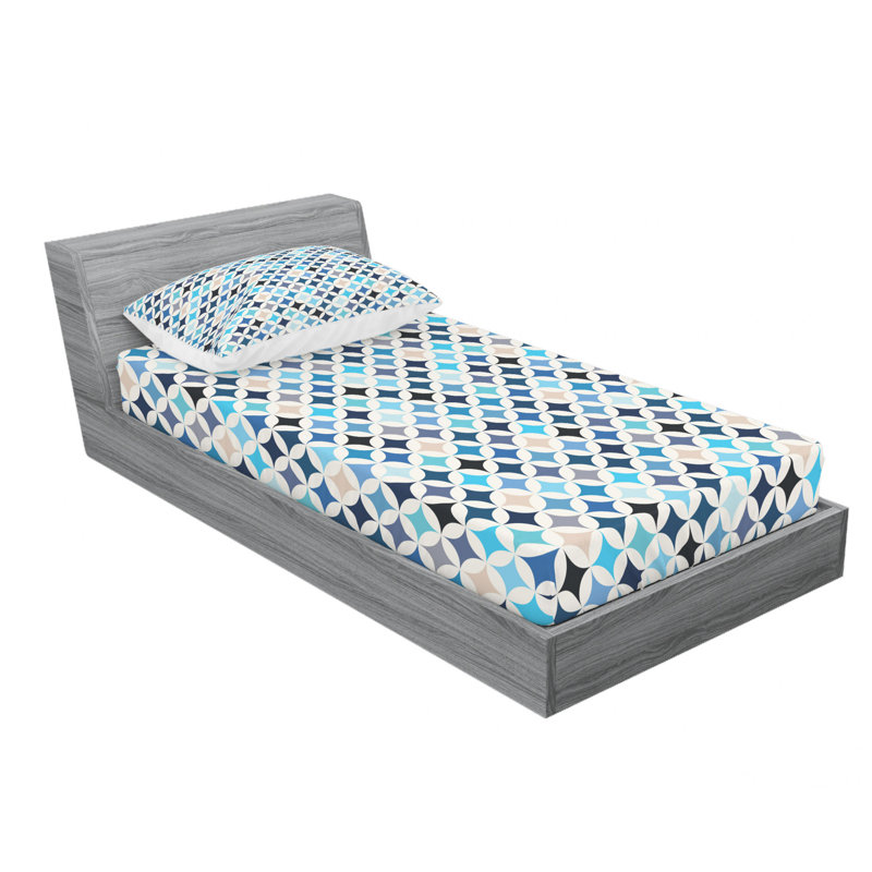 Microfiber Geometric Sheet Set, Twin XL Sheet Set with Fitted Sheet