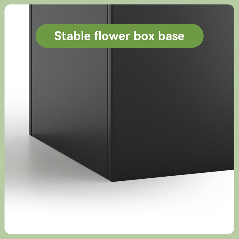 Metal Rectangular Planter Box with Drainage Holes, Outdoor Plant Container for Patio, Yard, or Balcony, BLACK