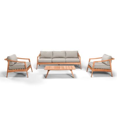 Elswick 4 Piece Teak Sofa Seating Group with Sunbrella Cushions -  Joss & Main, 960EDA3BCB294BD99E32A5E2F2D849F8