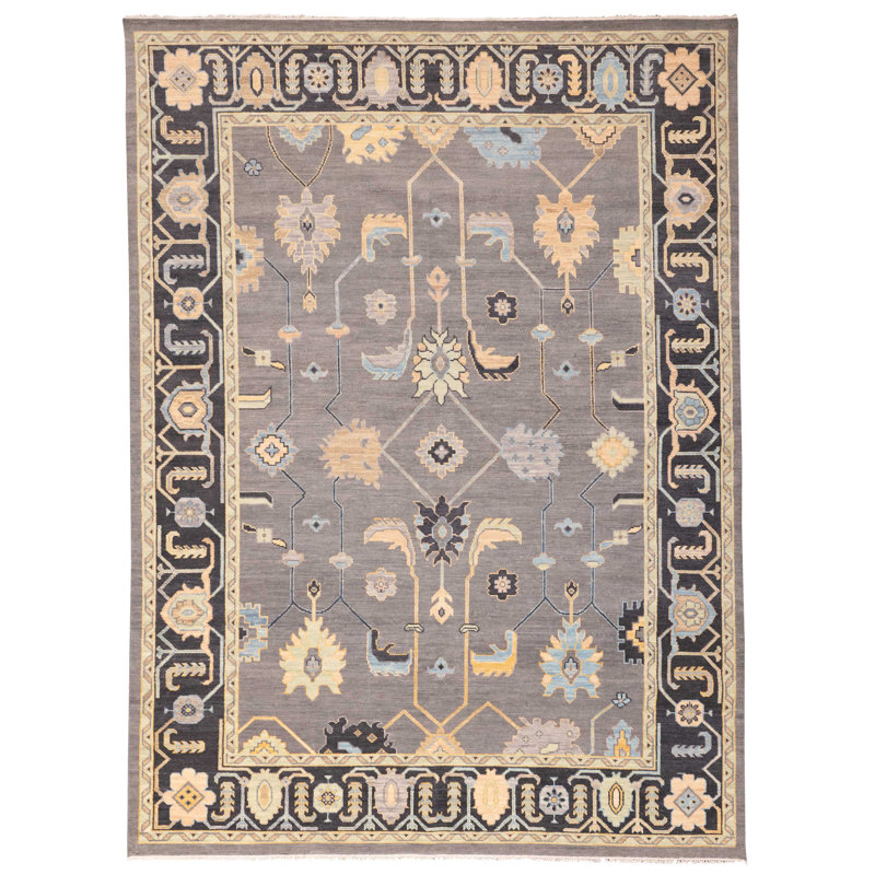 Tapis moderne gris Oushak 9 pi 0 po x 12 pi 0 po