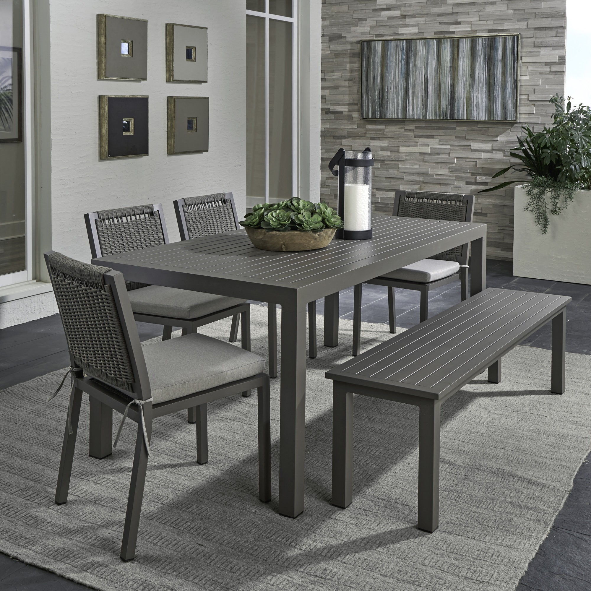 Katey 6 - Person Rectangular Outdoor Dining Set with Cushions