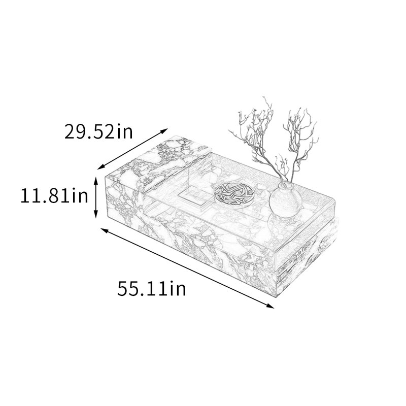 Table basse en ardoise avec rangement ouvert Simplicity, H 11,81 po x L 55,11 po x l 29,52 po, Blanc/Noir