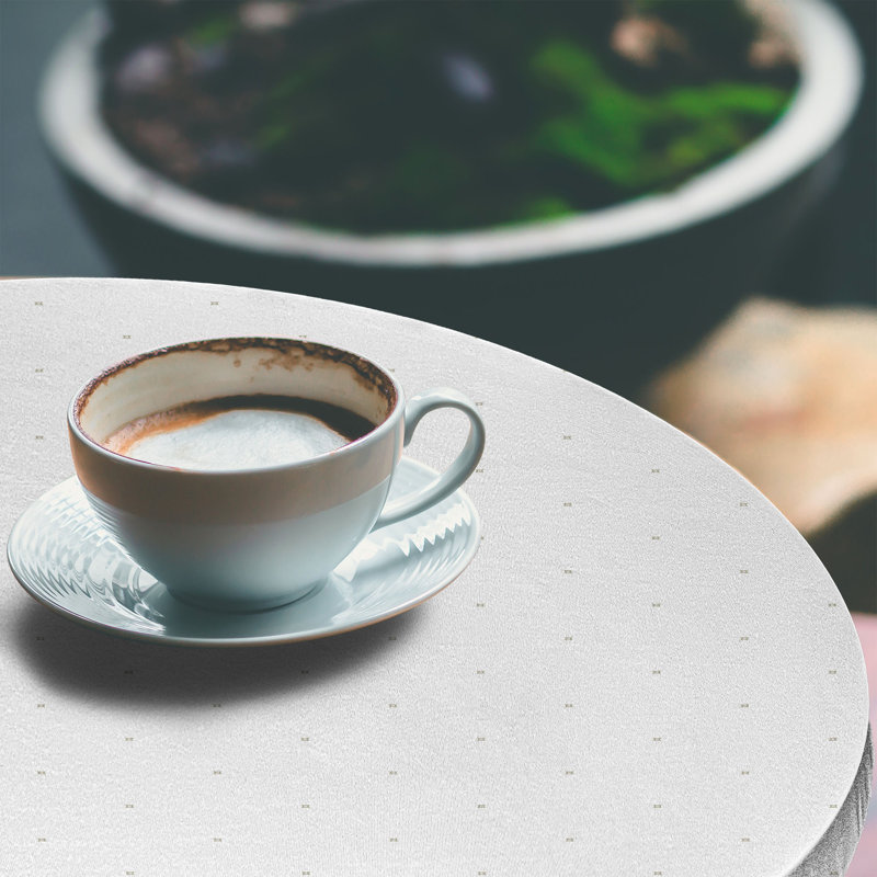 Highland Dunes Minimalist Fitted Round Tablecloth White Eggshell, 51.97" Round