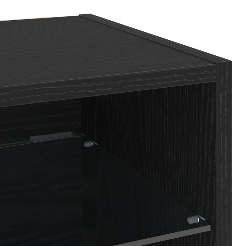 Manufactured Wood Bedside Table, Black