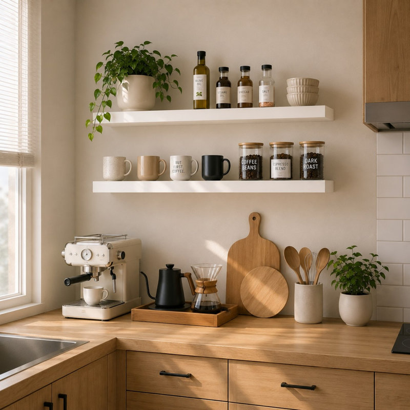 2 Pieces 60/80cm MDF & Thick Steel Bracket Floating Shelves, 80cm W X 23.5cm D X 4cm H