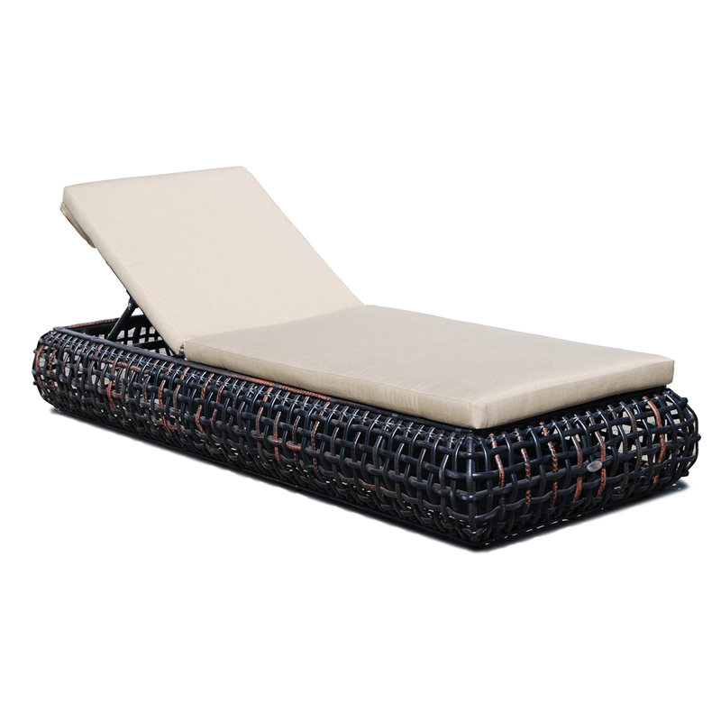 Dynasty Outdoor Chaise Lounge, Black Mushroom, Canvas Canvas Sunbrella® Canvas