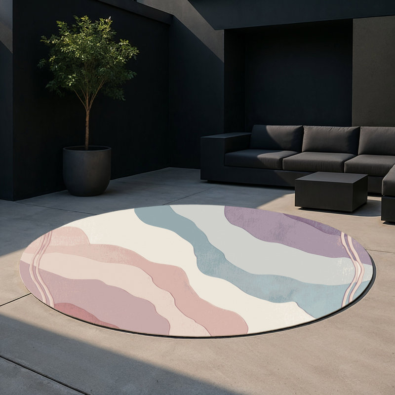 Clouded Drift Indoor And Outdoor Area Rug, Round 5'