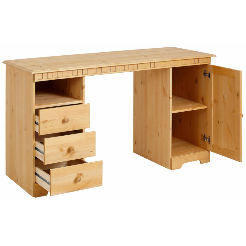 Yassine Solid Wood Writing Desk, Stain Wax