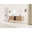 Meuble-lavabo mural, lavabo en céramique blanche, porte à fermeture douce, petites tablettes de rangement, vaste espace polyvalent