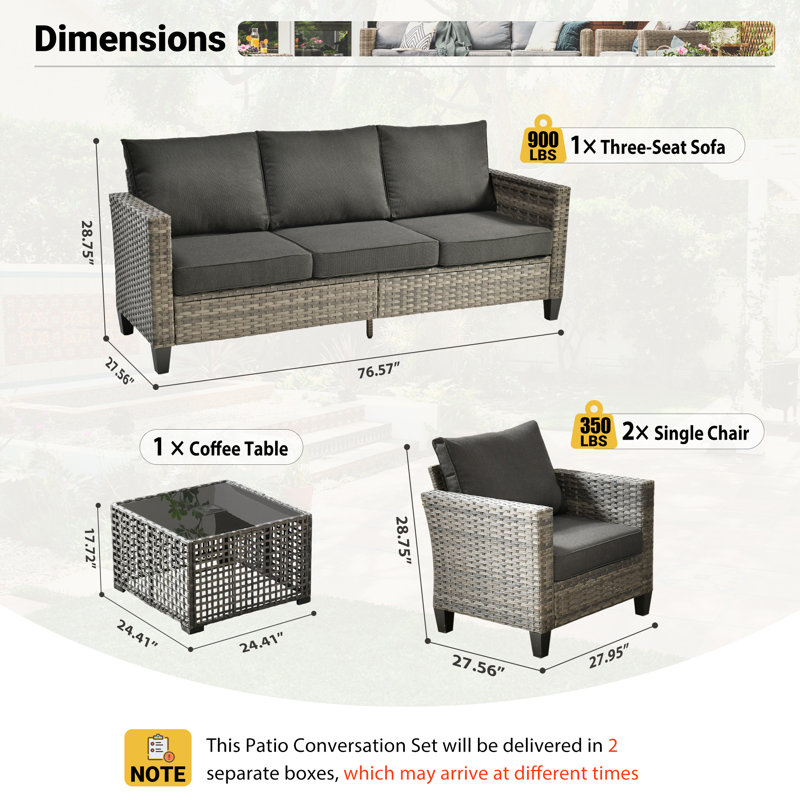 5-Person Outdoor Wicker Sofa Set With Solar Led Coffee Table, All-Weather Rattan Patio Furniture With Cushions For Garden And Backyard