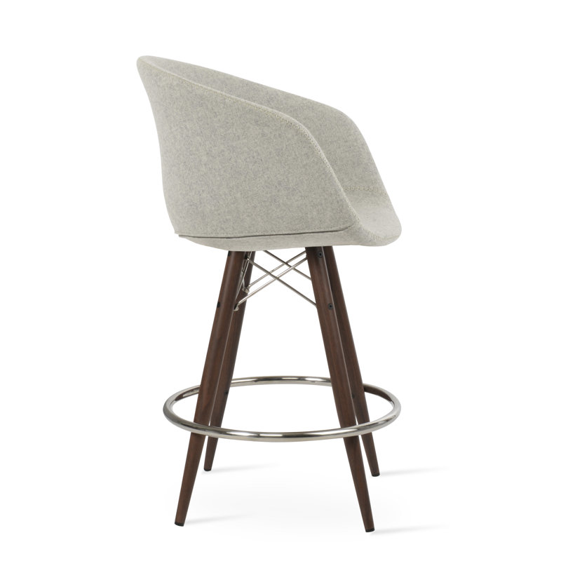 Tabouret de bar Tribeca, Tabouret de bar (siège d'une hauteur de 28 po), Noyer, Laine argentée