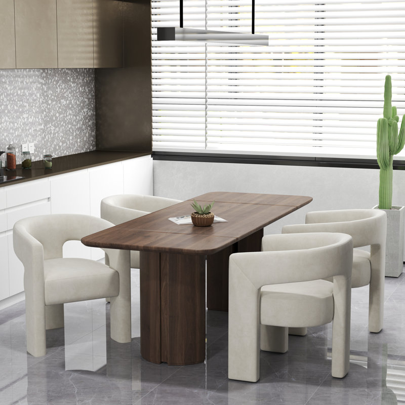 Chaise rembourrée en velours, Beige