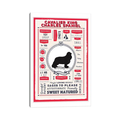 «Cavalier King Charles Spaniel Infographie Red» par PaperPaintPixels, impression sur toile tendue