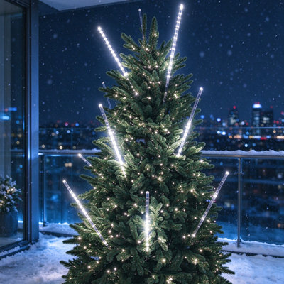 10-Tube Meteor Shower Christmas Lights for Christmas Tree Decor, 360 LED Falling Rain Icicle Lights White