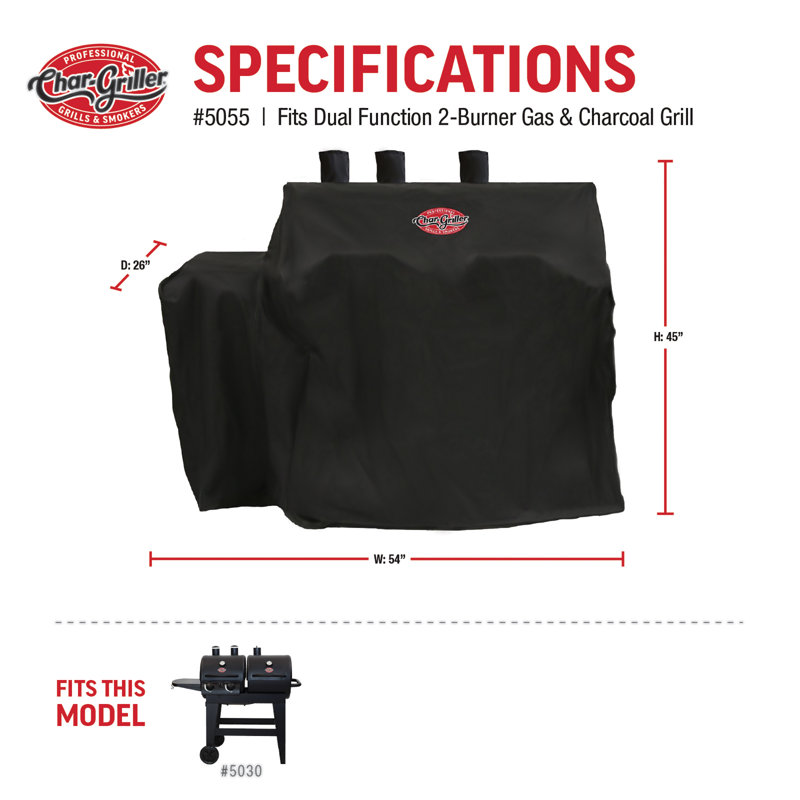 Char-Griller Dual 54'' W x 26'' D Grill Cover