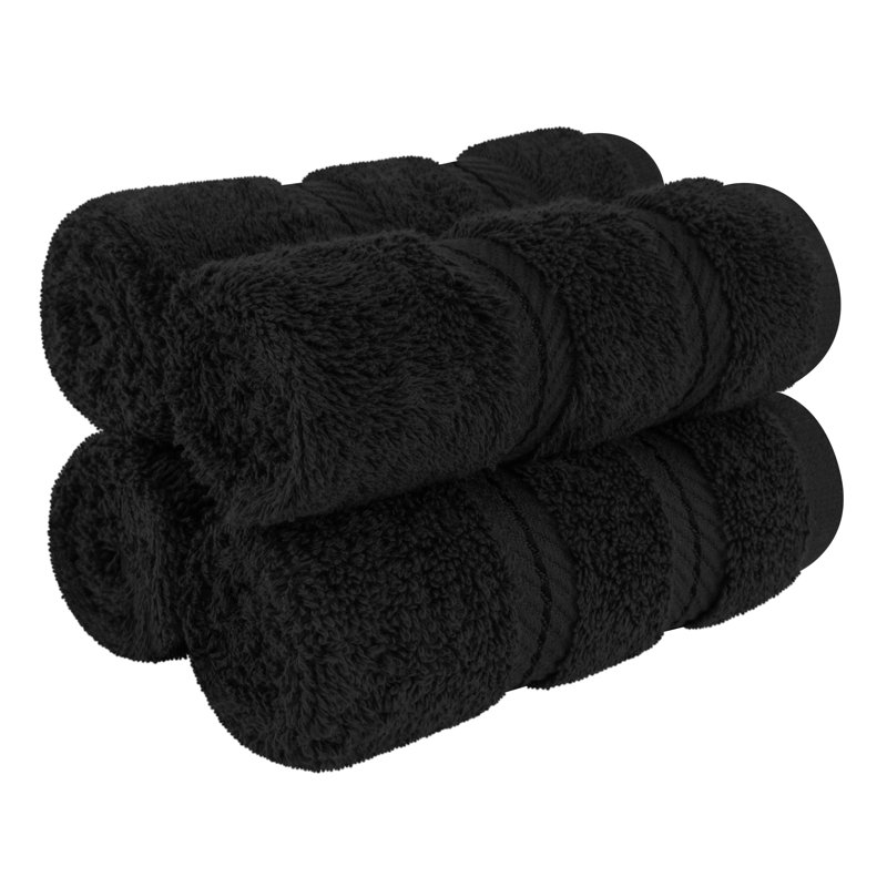 Darcelle 100% Cotton 4-Piece Turkish Washcloth Set, Coal Black