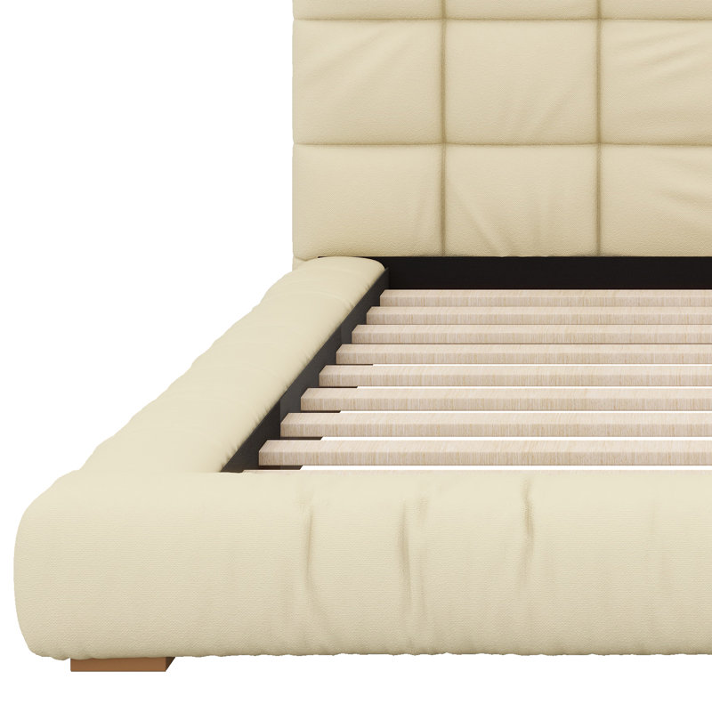 Structure de lit plateforme tapissier avec tête de lit capitonnée Channel, lit plateforme de luxe avec support à lattes robuste