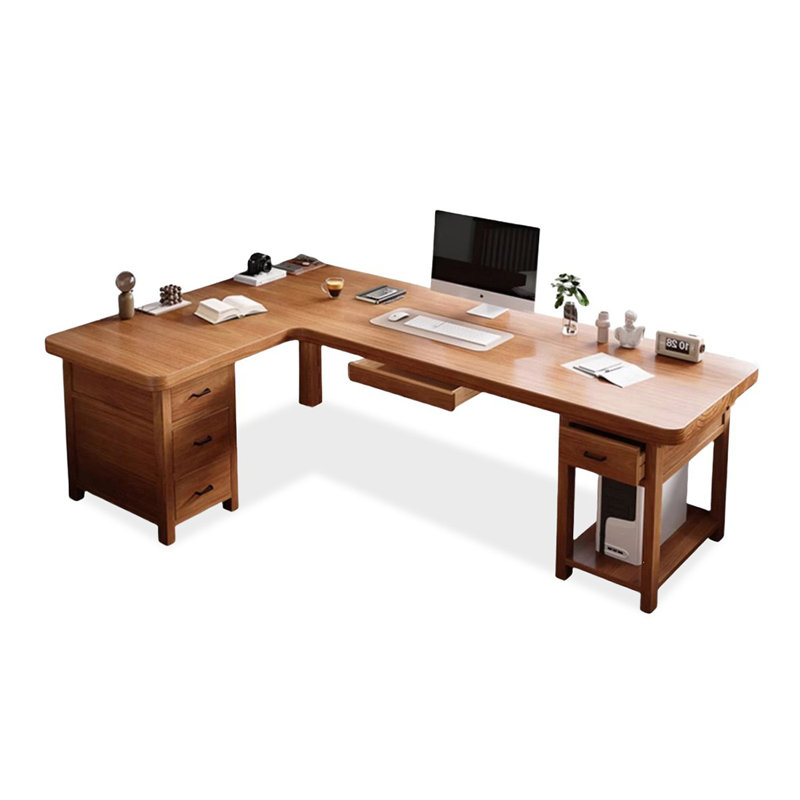 Bureau rectangulaire en L en bois massif, Retour à gauche, 29.53" H x 70.87" W x 47.24" D