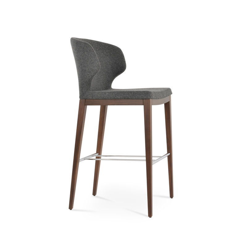 Tabouret de bar et de comptoir en bois Amed Plus, Gris foncé, Noyer, Tabouret de bar (siège d'une hauteur de 29 po)