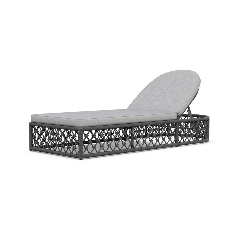 Amelia 78.35" Long Reclining Single Chaise with Cushions, Ash Frame/Fog Cushion