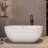 63 in. Freestanding Soaking Solid Surface Bathtub-98606634