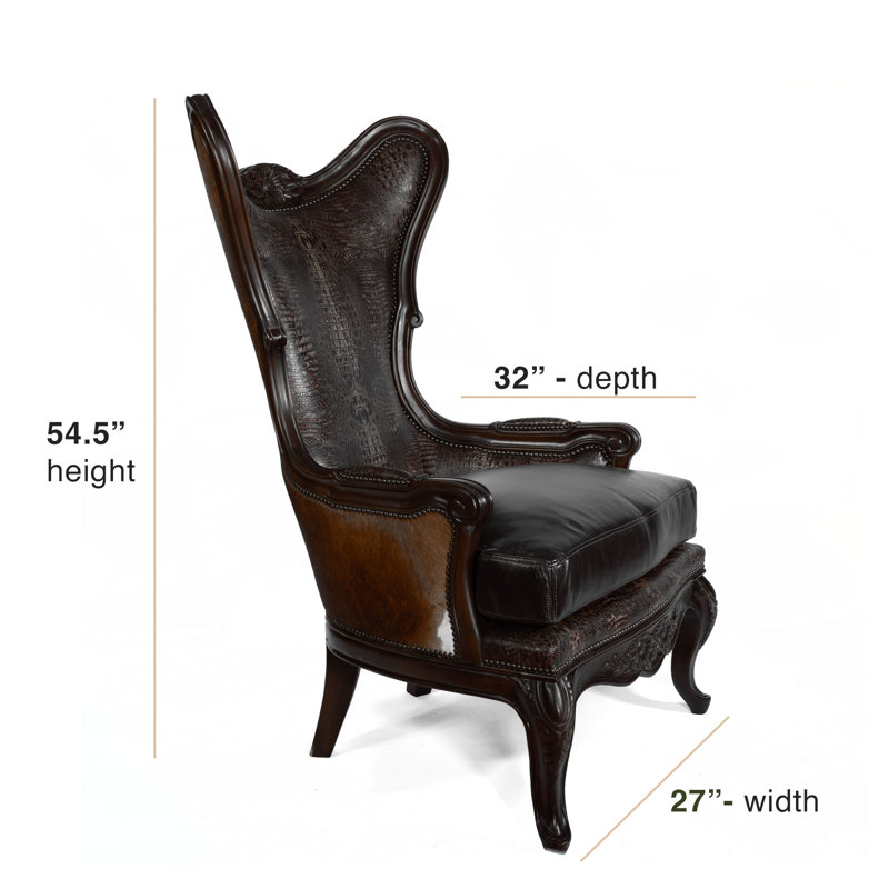 Antoinette Club Chair, Dark Brown Genuine Leather