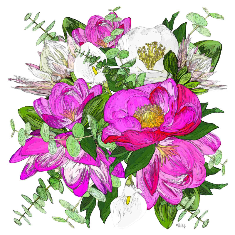 Bouquet de fleurs roses 2885748, H 12 po x l 12 po, Non, Toile tendue