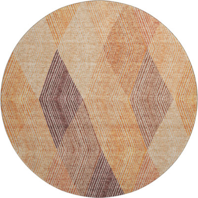Premium Machine Washable Prisco Orange Rug