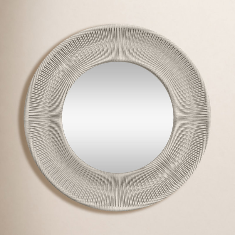 Miroir rond Carlen, 33 po x 33 po, Blanc