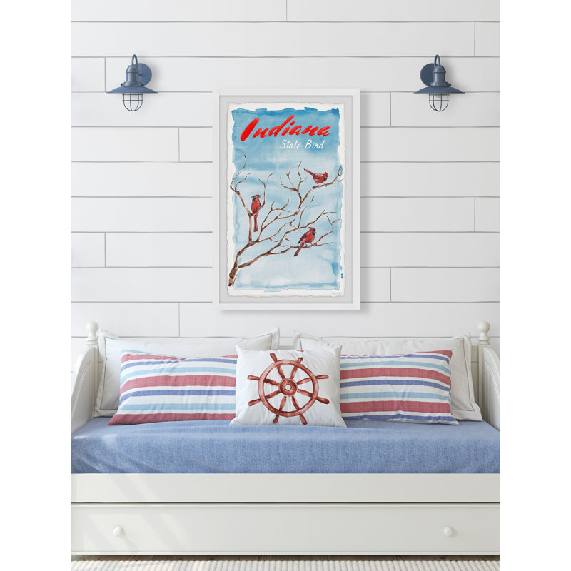 Indiana State Bird par - peinture encadrée, H 18 po x l 12 po x 1,5 po