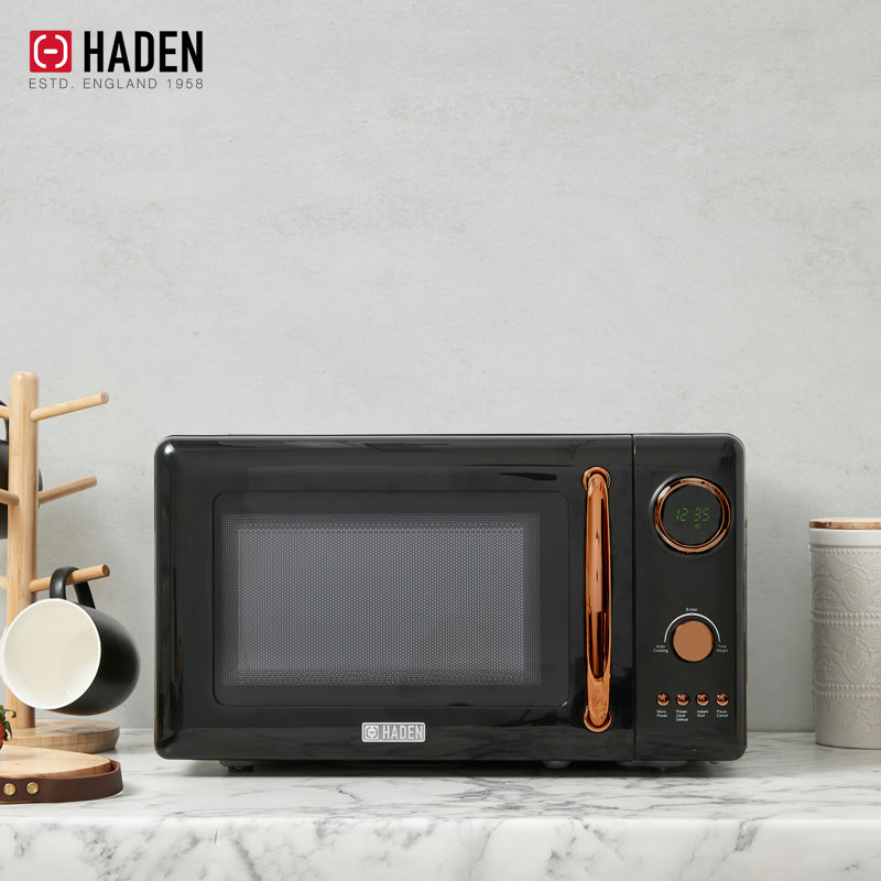 Haden 1.7L Electric Kettle and 700W Microwave Oven Kitchen Appliance Set, Black