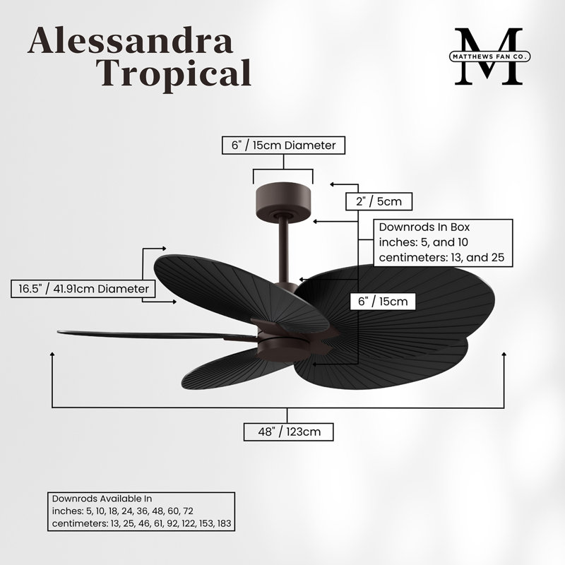 Alessandra - Five Blade Ceiling Fan, Matte Black, Textured Bronze