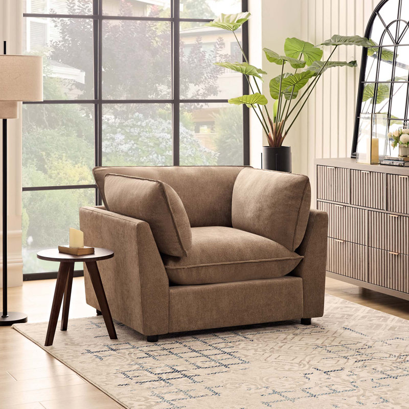 Fauteuil d'appoint rembourré de 44,49 po Heffernan, Chenille kaki