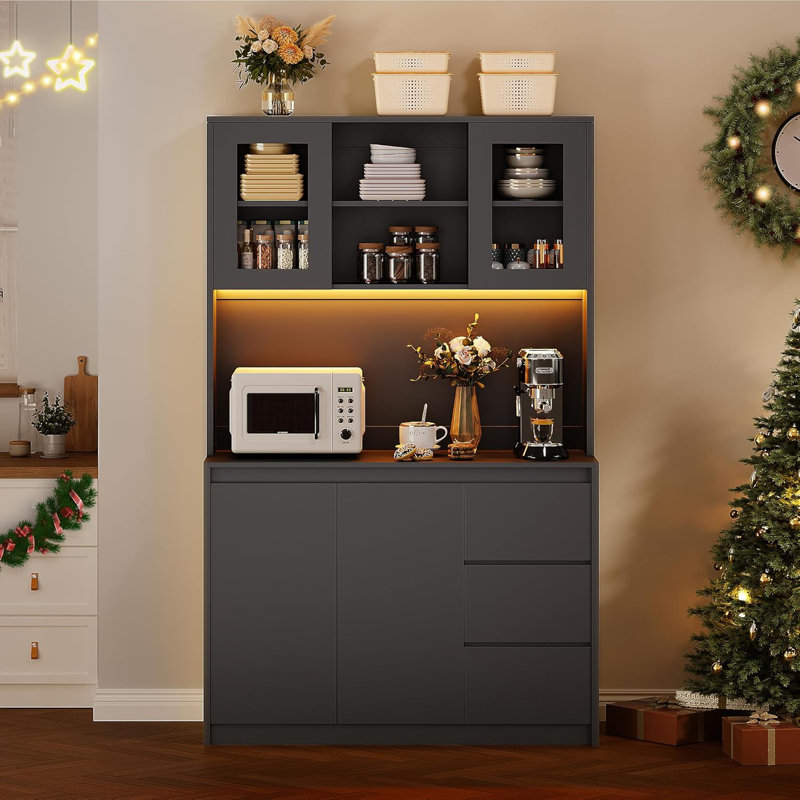 178.1cm Kitchen Pantry, Black
