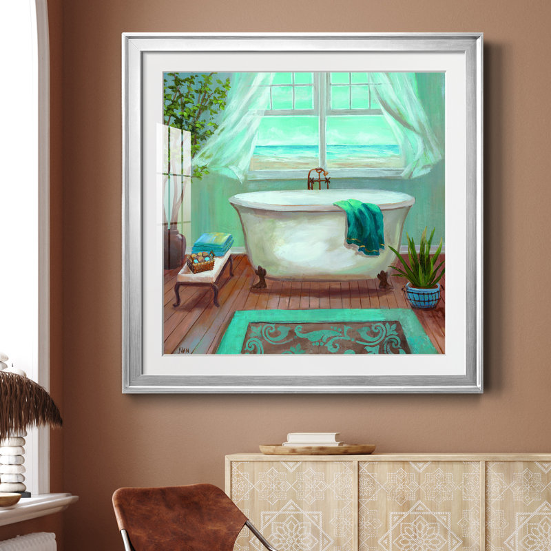 Douce brise I - peinture encadrée, Papier avec cadre argenté, H 26,5 po x l 26,5 po x P 1,5 po