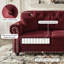 Canapé Chesterfield de 63 pouces en velours avec garniture cloutée et accoudoirs roulés, design moderne Mid-Century, comprend 2 coussins, bourgogne-1290478773
