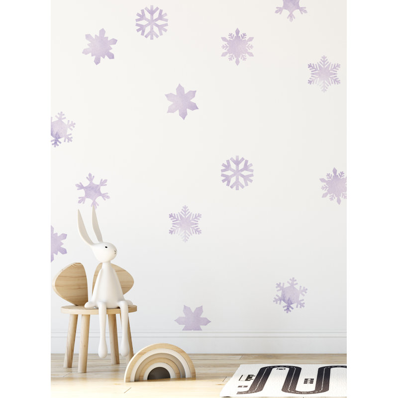 Adhésif décoratif flocons de neige d'hiver, Mauve